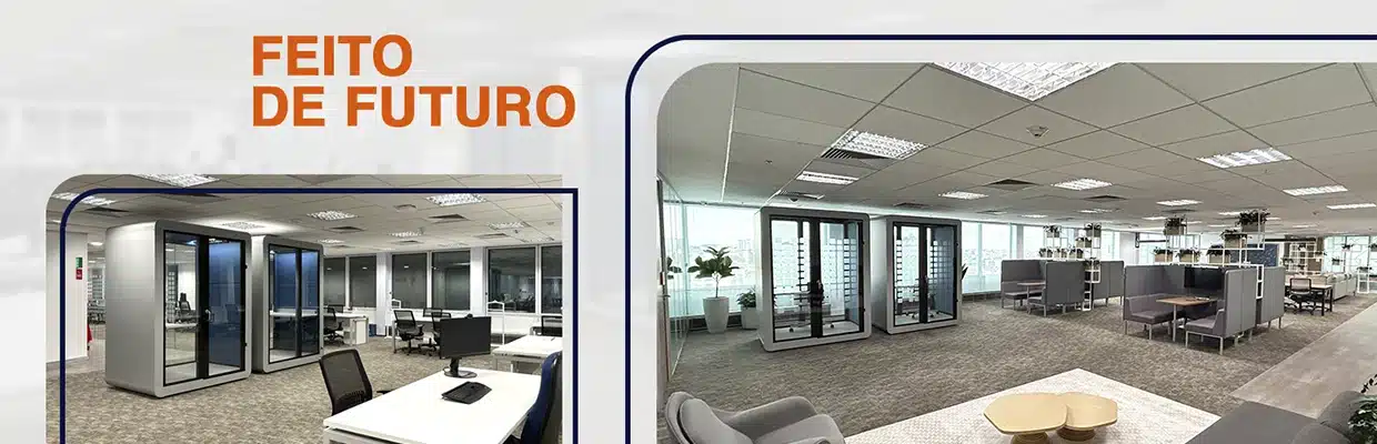 Cabines acústicas Silent Box integradas ao escritório do Itaú